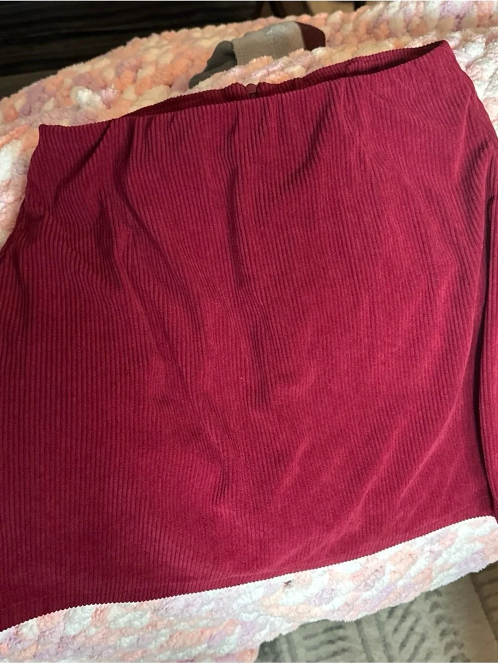HALARA Wine Red Corduroy Mini Skort
